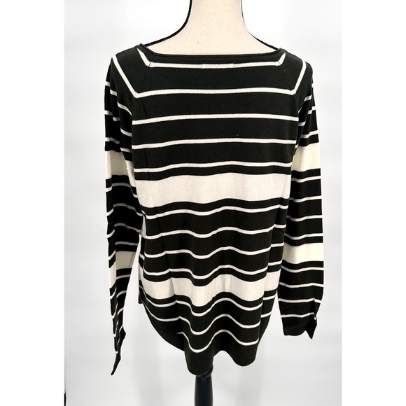 Pink Clover Stitch Fix Valencia Curved Hem Sweater Green Striped Size Xlarge - Picture 3 of 7